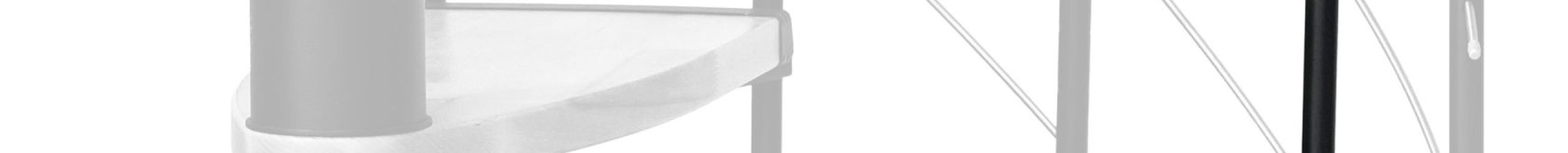 Height extension for the Helios spiral staircase with steps in beech and black metal. A detail of the additional step and the balusters is shown.