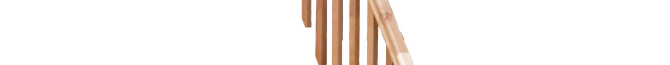 A wooden railing made of beech with vertical balusters and a continuous handrail. It serves as fall protection and provides support on Home and Classic staircases.