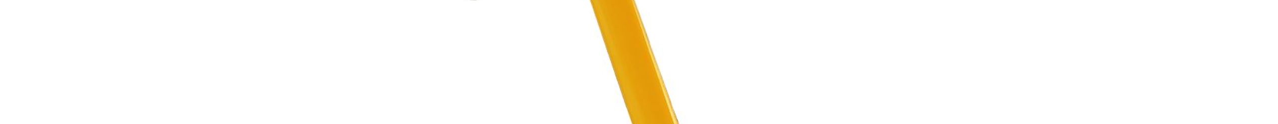 Yellow telescopic handrail with two white wall brackets, diagonally positioned on a white background.