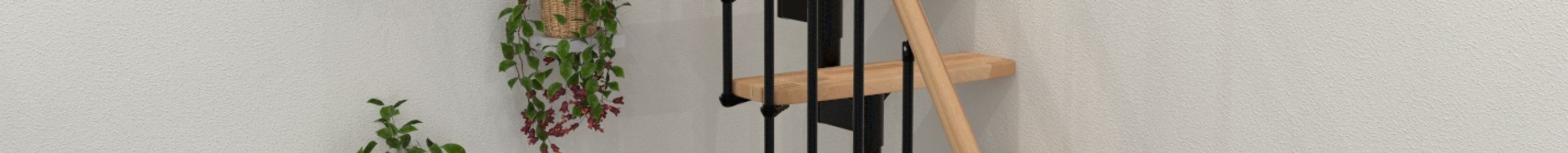 Straight central stringer staircase with beech steps and a black metal frame.