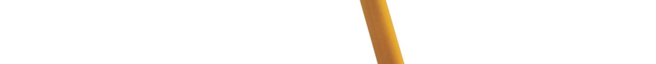 Yellow safety handrail for attic ladders, curved metal tube with two mounting points.