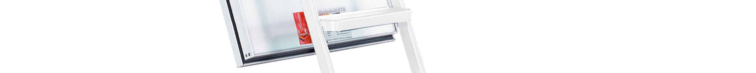 Attic ladder Type 12 Solid with white aluminum ladder, insulated hatch lid, and surrounding upper cover. The ladder features 1.3 W/m²K thermal insulation, EI30 fire protection certification, and a yellow safety handle at the entry.