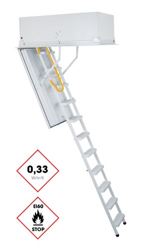 A toddler plays with colorful toys on the floor in front of the mounted "Annika" wooden child safety gate. The gate is installed between two walls, separating the play area from the kitchen behind.