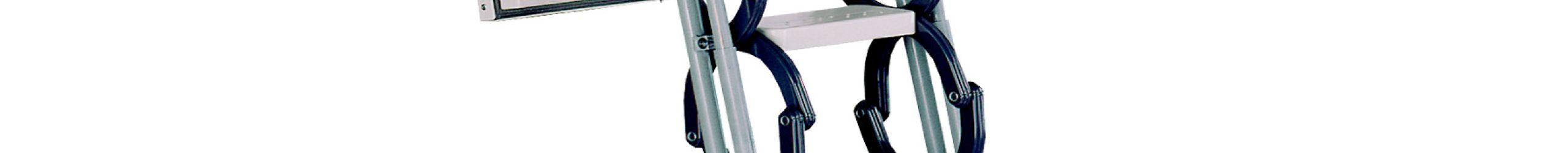 Custom attic ladder 118M with scissor-style metal staircase, white insulated hatch door, and surrounding upper cover. The ladder features a thermal insulation value of 1.3 W/m²K and is EI30 fire-rated. Red lever arms support the opening and closing mechanism.