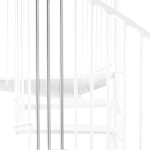 Height extension for the Rondo Zink Smart external staircase made of galvanised steel. A detail of the additional step and the balusters is shown.
