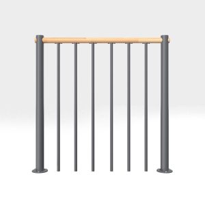 Balustrade with vertical balusters and wooden handrail straight