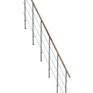 Second railing for staircases Quatro and Style with grey metal rods and beech handrail