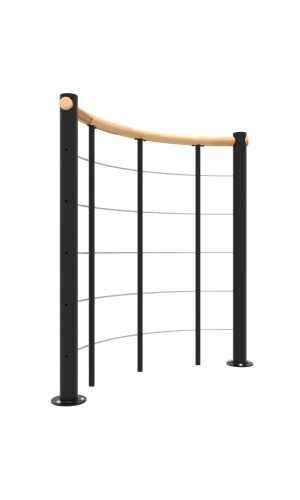 Balustrade with horizontal chords and wooden handrail round
