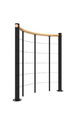 Brüstungsgeländer mit Untergurten und Holz-Handlauf rund