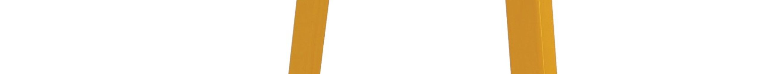 Gelber Ausstiegsbügel aus Metall zur Montage auf dem Boden, mit zwei senkrechten Stützen und einem waagerechten Verbindungsstück oben. Eine zusätzliche schräge Stütze sorgt für Stabilität.