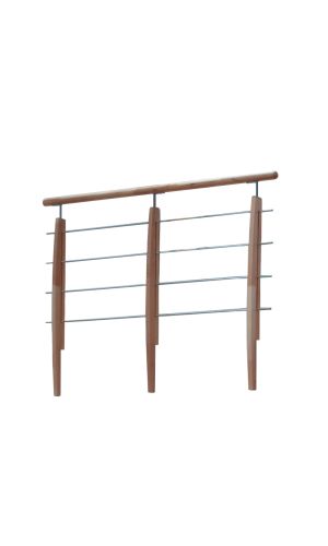Brüstungsgeländer für Home und Classic aus Buche und Edelstahl. Holzpfosten mit Edelstahlstangen sorgen für eine moderne Optik und sichere Absturzsicherung.