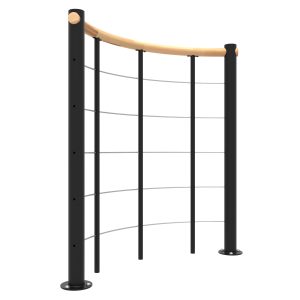 Brüstungsgeländer mit Untergurten und Holz-Handlauf rund