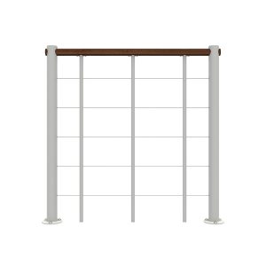 Brüstungsgeländer mit Untergurten und Holz-Handlauf gerade