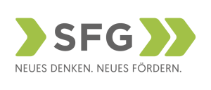 Logo der Steirische n Wirtschaftsförderungsgesellschaft mit Slogan "Neues denken, neues fördern"