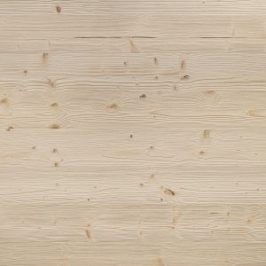 Nahaufnahme von Edelweiss-Holzpaneelen, gebürstet. Die helle Holzoberfläche mit feiner Maserung und vereinzelten Astlöchern erzeugt eine natürliche und elegante Optik.