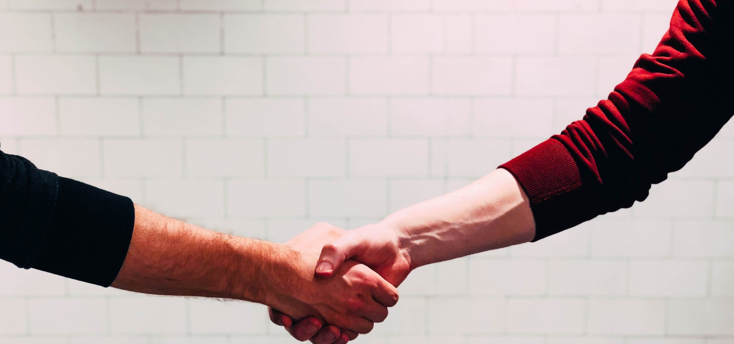 Zwei Menschen, die sich die Hand schütteln